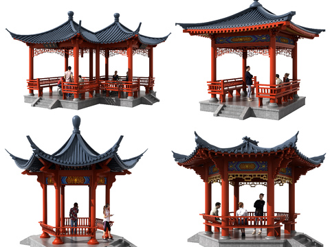 Chinese ancient building pavilion combination