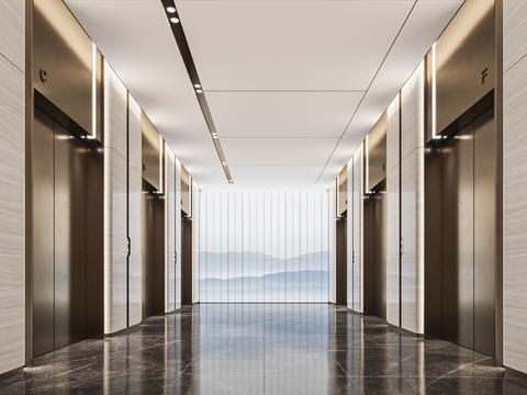 Modern Affordable Luxury Style Hotel Elevator Hall