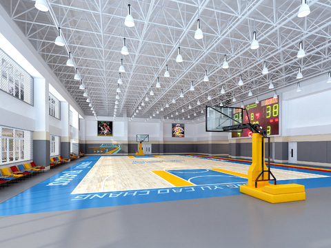 Modern indoor basketball court