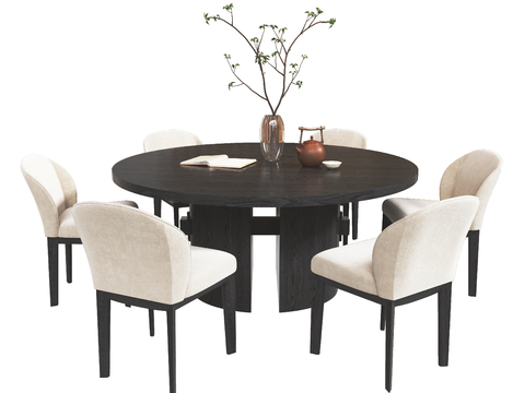 MISSANA modern round dining table and chair