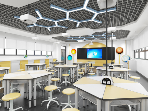 Modern Science Experiment Classroom