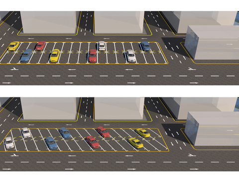 Modern outdoor parking bird's eye view