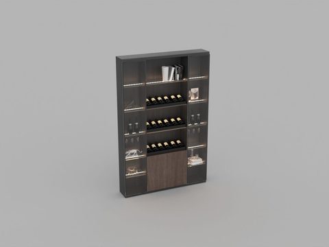 Modern Affordable Luxury Style Solid Wood Glass Wine Cabinet Free