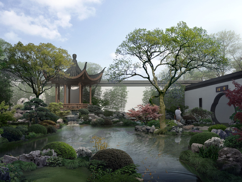 New Chinese Garden Landscape psd