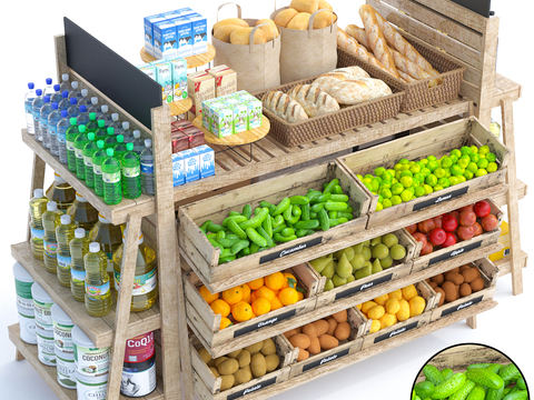 Modern Supermarket Commodity Showcase Shelves