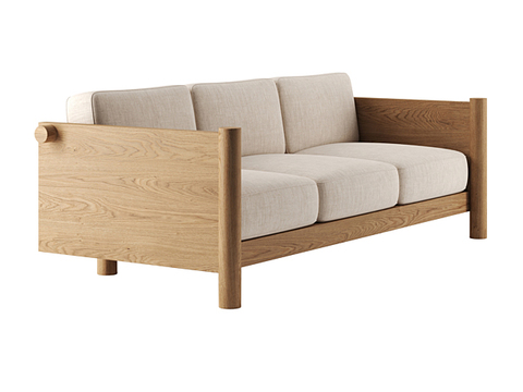 Nordic Simple Solid Wood Fabric Couch Free