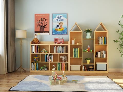 Nordic children's bookcase book toy combination