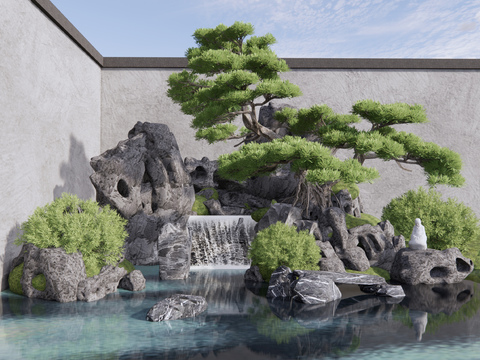 New Chinese-style rockery waterscape