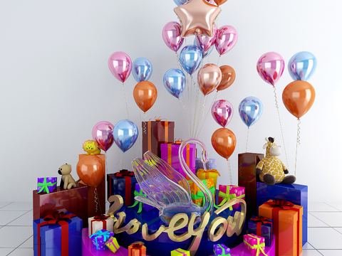 Modern Holiday Gift Balloon Art Display