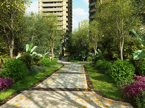 Modern residential green garden landscape