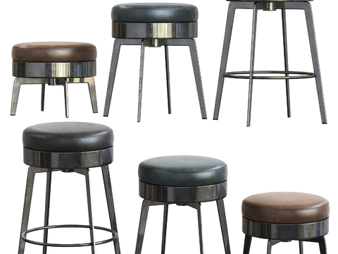 FLEXFORM Leather Round Stool