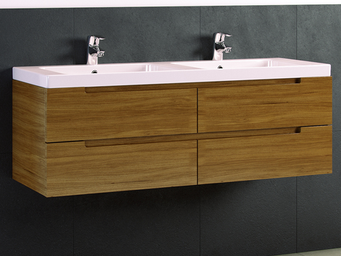 Modern simple solid wood ceramic double sink free