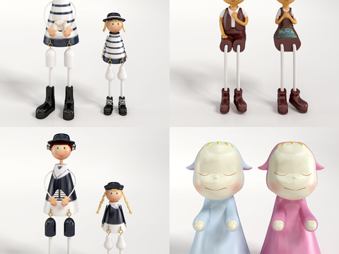 Modern character doll ornaments combination