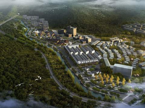 new chinese residential district bird's eye view psd