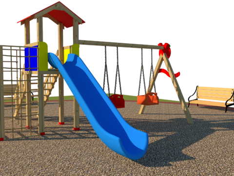 Modern children's play facilities slide swing free