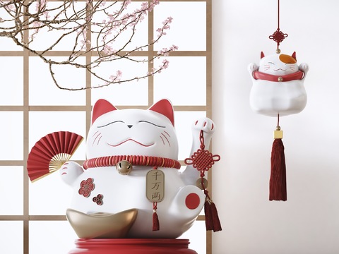 Japanese-style lucky cat decoration