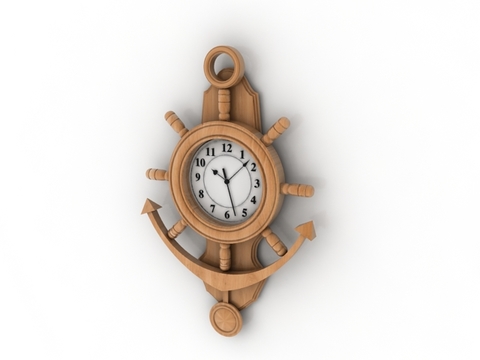 Mediterranean solid wood boat rudder anchor art wall clock free