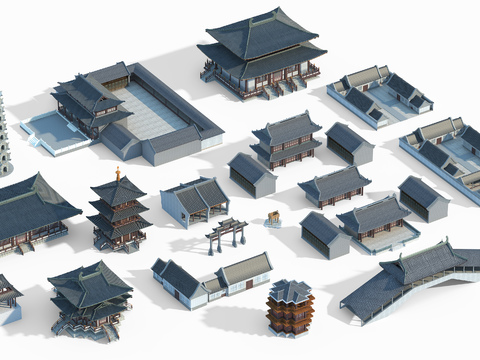 Chinese-style courtyard tower building appearance