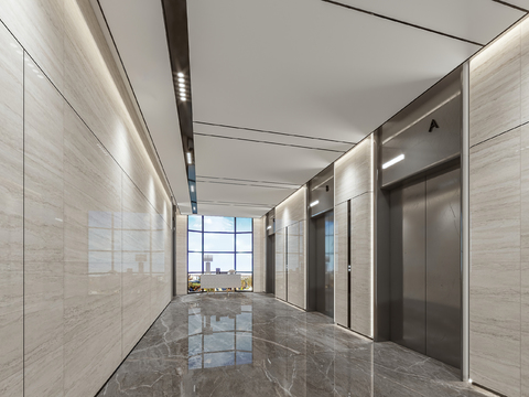 Elevator Hall of Modern Office Building