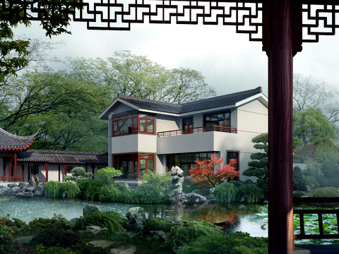 Chinese ancient building appearance psd