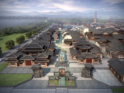 A bird's eye view of Chinese ancient buildings