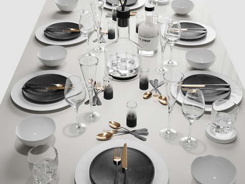 Modern square table cutlery