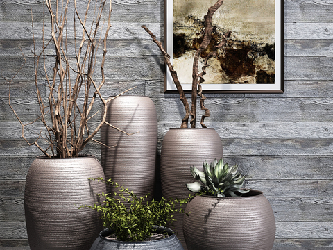 Modern vase potted combination