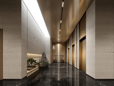 Modern hotel aisle elevator hall