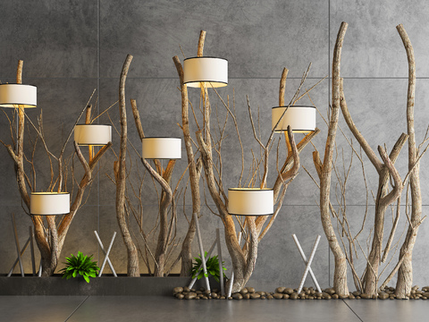 New Chinese-style Dead Tree Landscape Lamp Combination