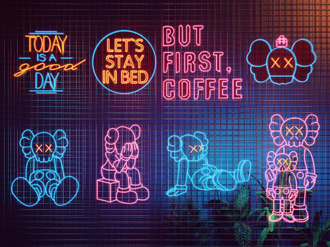 modern kaws neon decorative lights