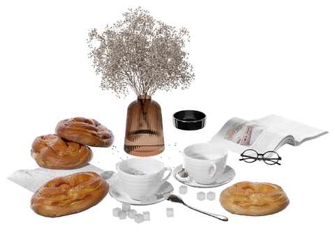 Dim Sum Gourmet Bread Coffee Cup Book Vase