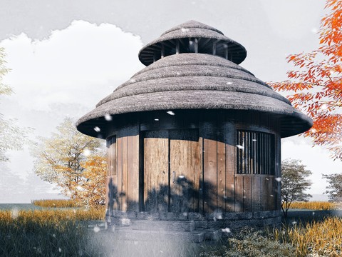 Natural Style Ancient Mushroom House Thatched House