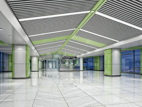 Modern subway station hall platform