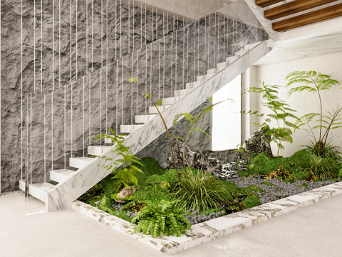 Stairwell landscaping suspended stairs