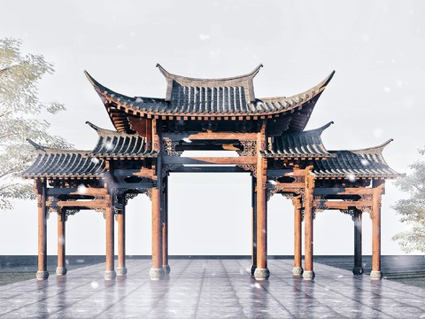 Chinese solid wood archway