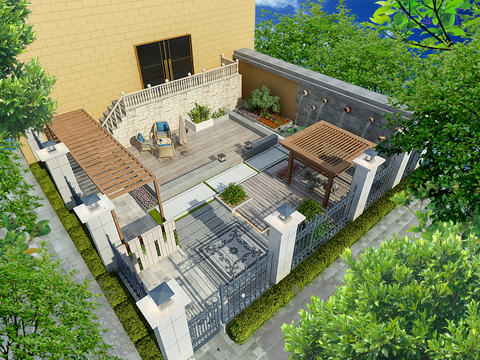 Free modern community courtyard