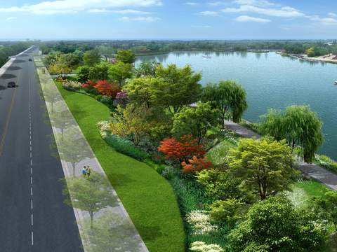 modern riverside green landscape psd