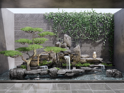 New Chinese-style rockery waterscape