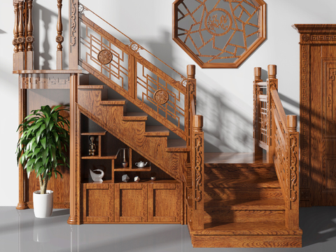 Chinese solid wood staircase