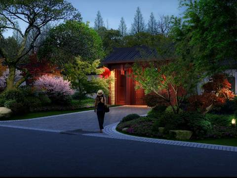 Chinese ancient folk garden landscape psd