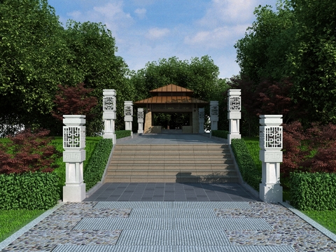 Neo-Chinese Style pavilion landscape