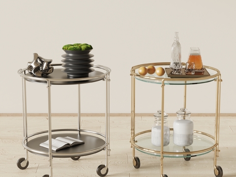 Modern glass round beverage cart