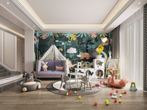 Modern recreation room children's play area