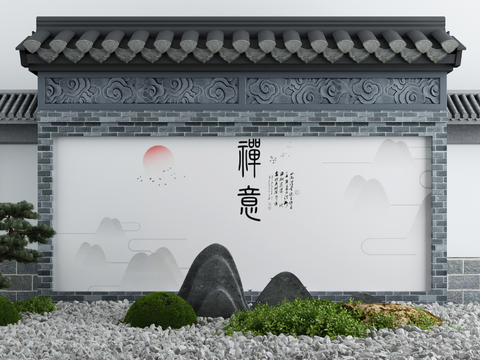 New Chinese Zen Flower Window Wall