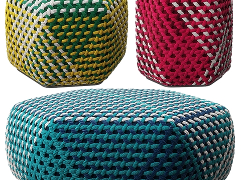 Bonaldo Memphis Style Woven Low Stool