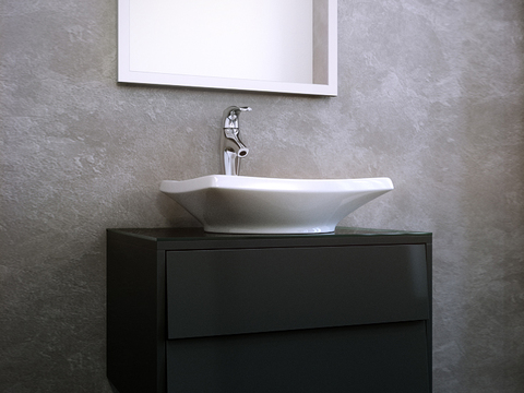 Modern Simple Solid Wood Ceramic Washbasin Free