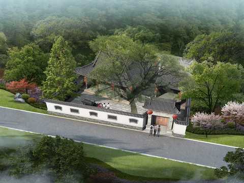 Chinese ancient courtyard house psd