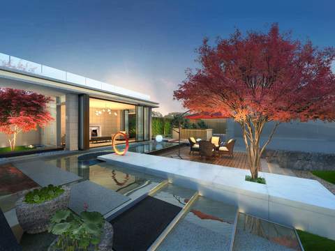 modern courtyard view psd