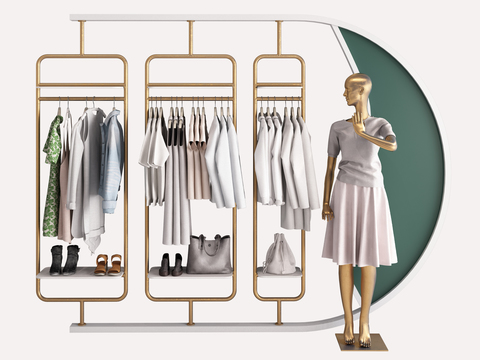 Modern Clothing Store Clothes Display Rack Model