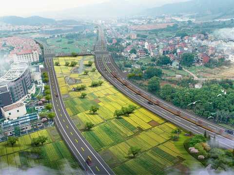 rural highway farmland paddy field psd